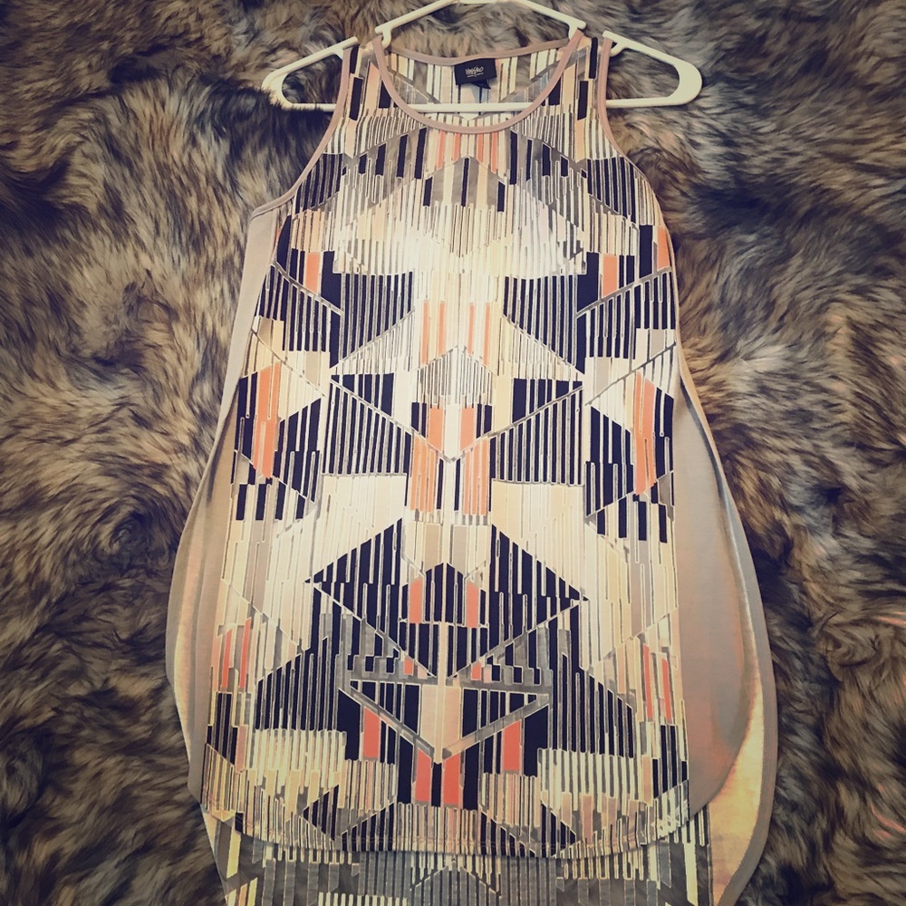 Cute partly sheer racer back print tank